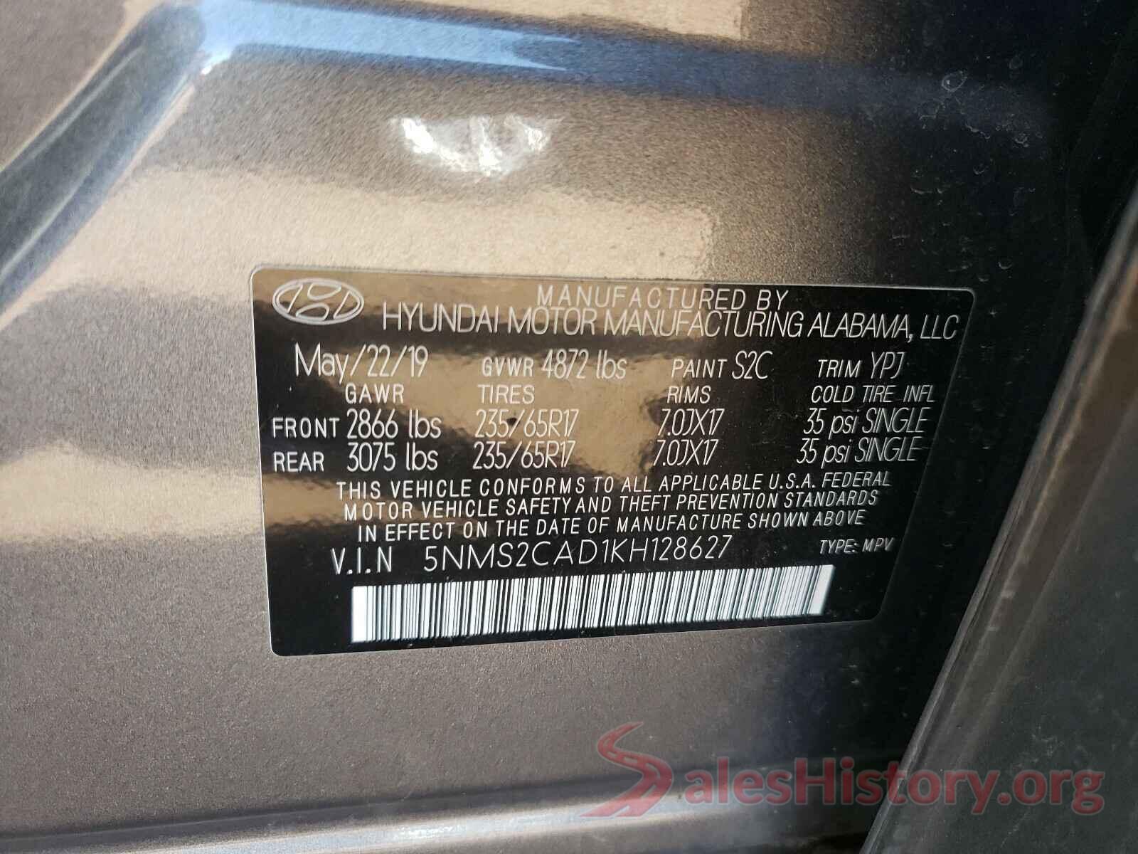 5NMS2CAD1KH128627 2019 HYUNDAI SANTA FE