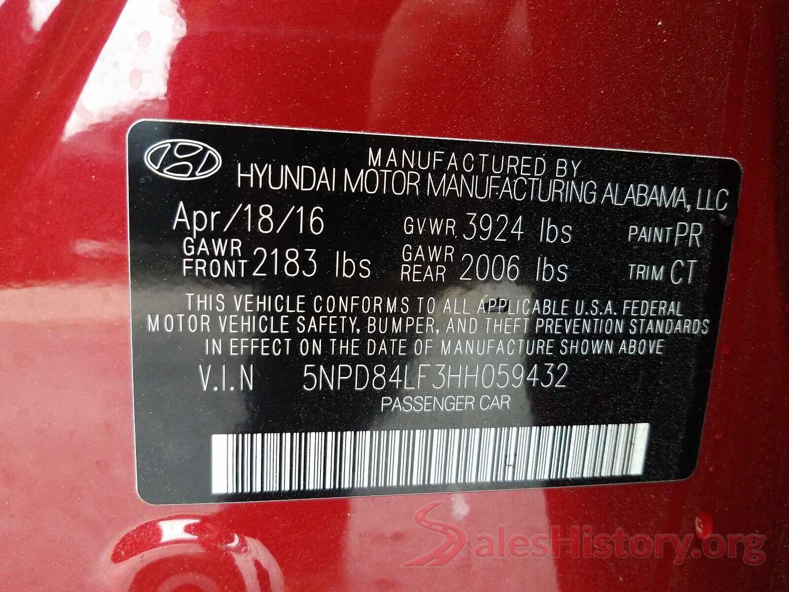 5NPD84LF3HH059432 2017 HYUNDAI ELANTRA