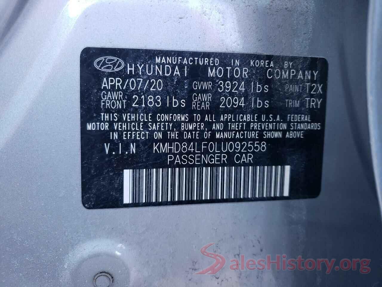 KMHD84LF0LU092558 2020 HYUNDAI ELANTRA