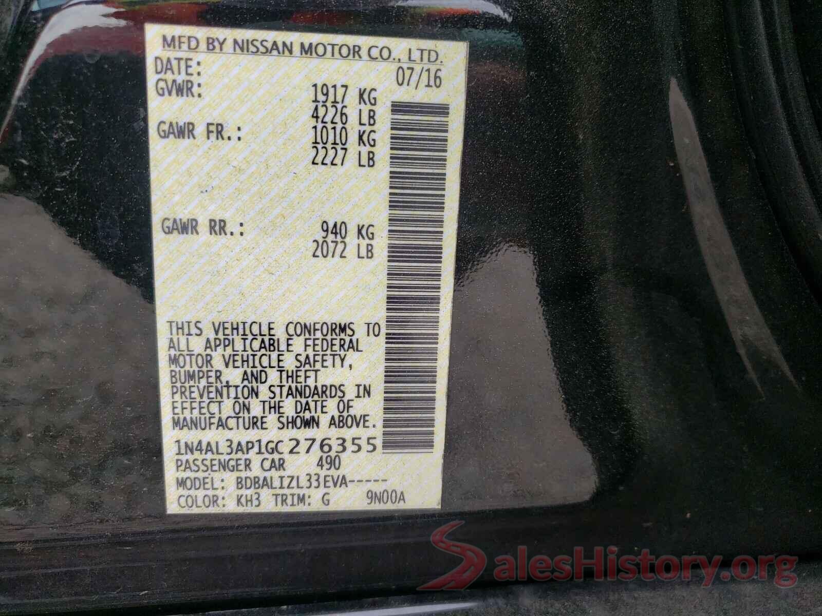 1N4AL3AP1GC276355 2016 NISSAN ALTIMA