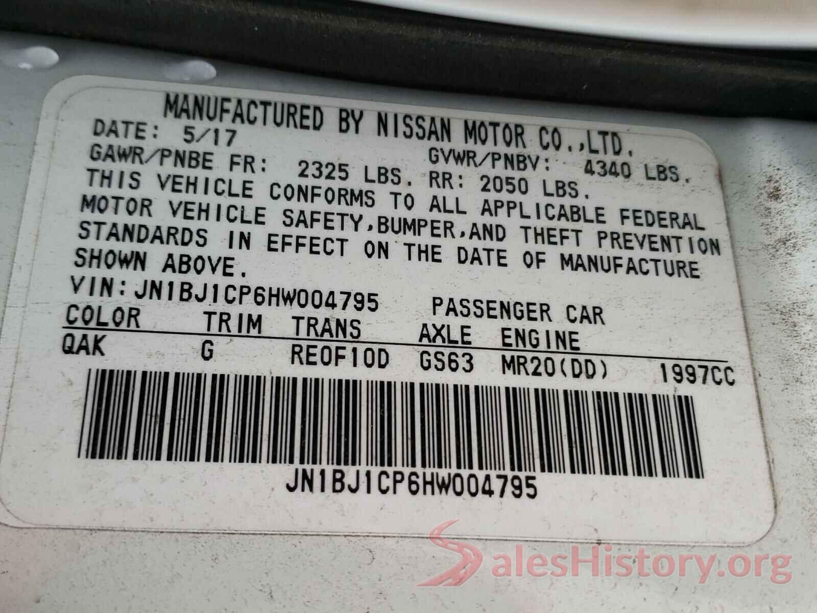 JN1BJ1CP6HW004795 2017 NISSAN ROGUE