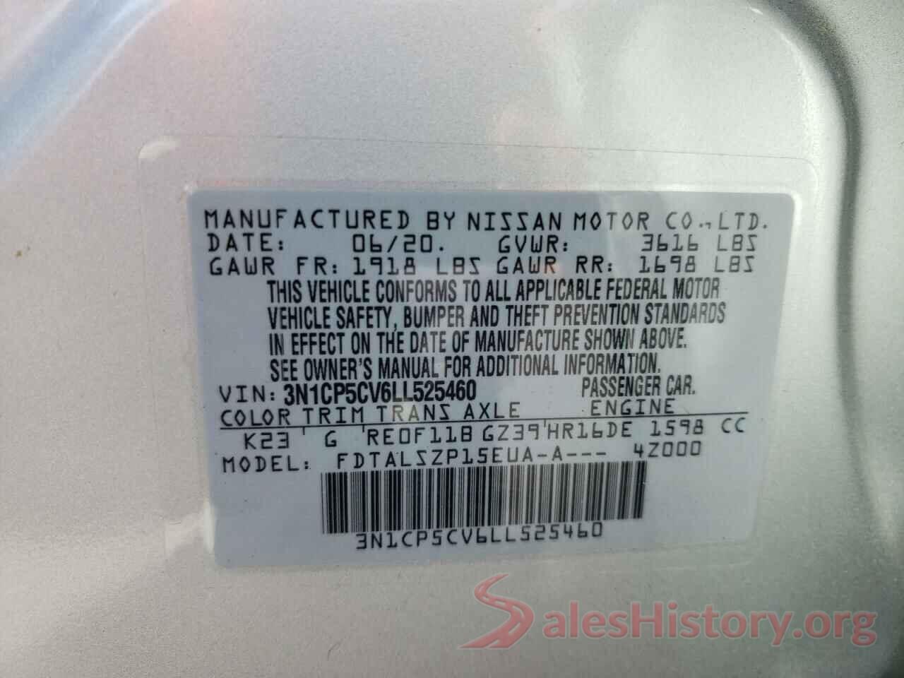 3N1CP5CV6LL525460 2020 NISSAN KICKS