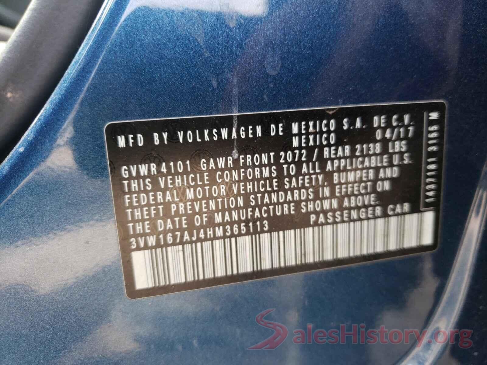 3VW167AJ4HM365113 2017 VOLKSWAGEN JETTA