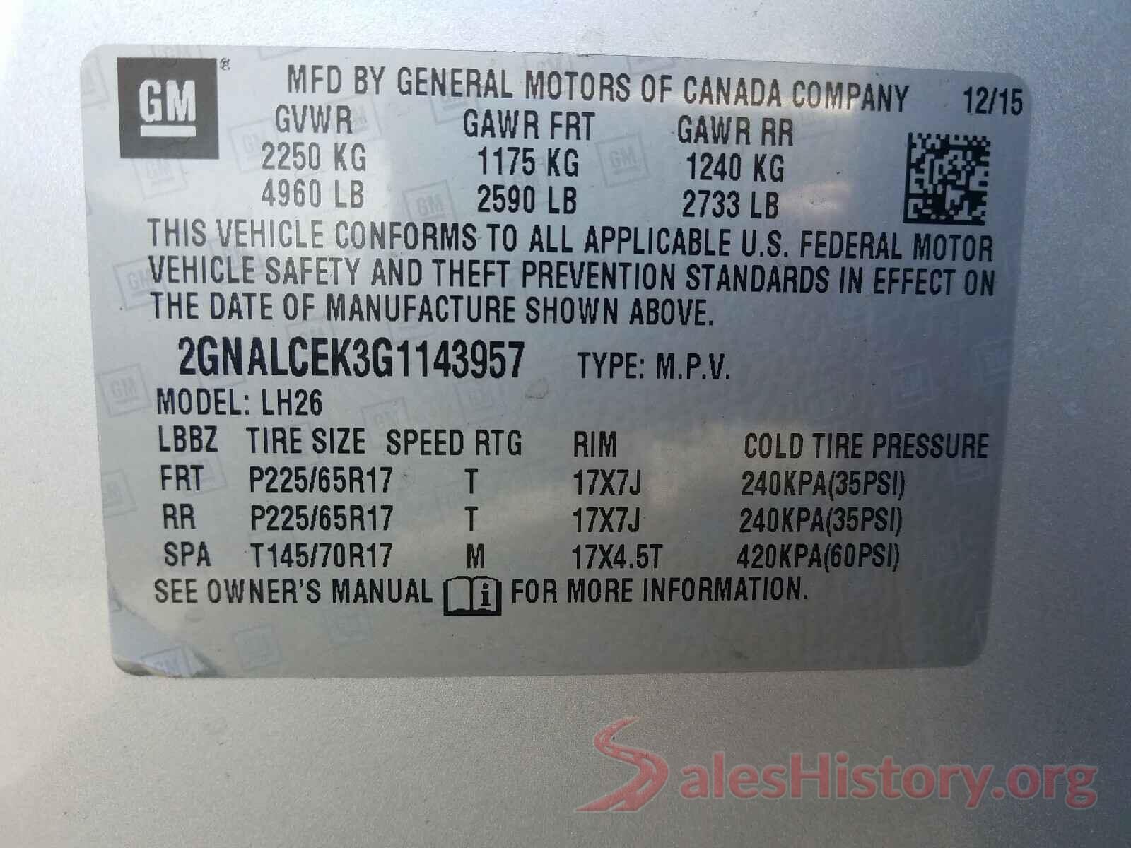 2GNALCEK3G1143957 2016 CHEVROLET EQUINOX