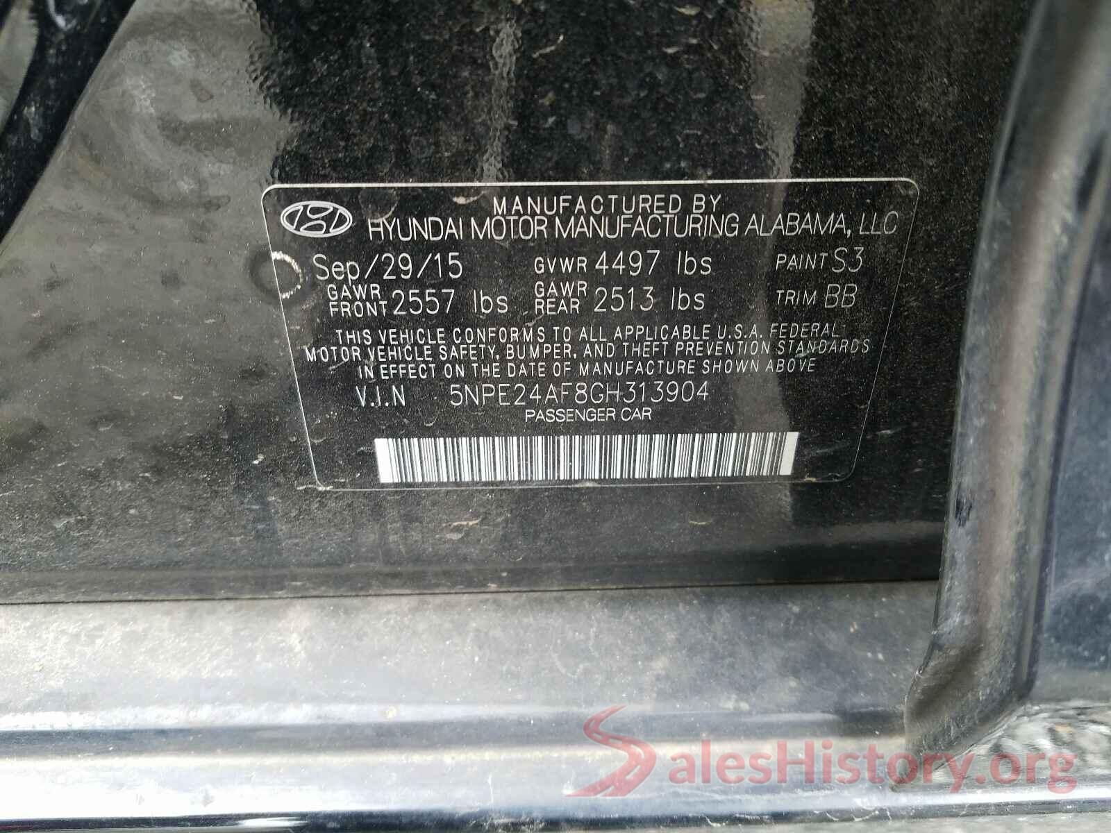 5NPE24AF8GH313904 2016 HYUNDAI SONATA