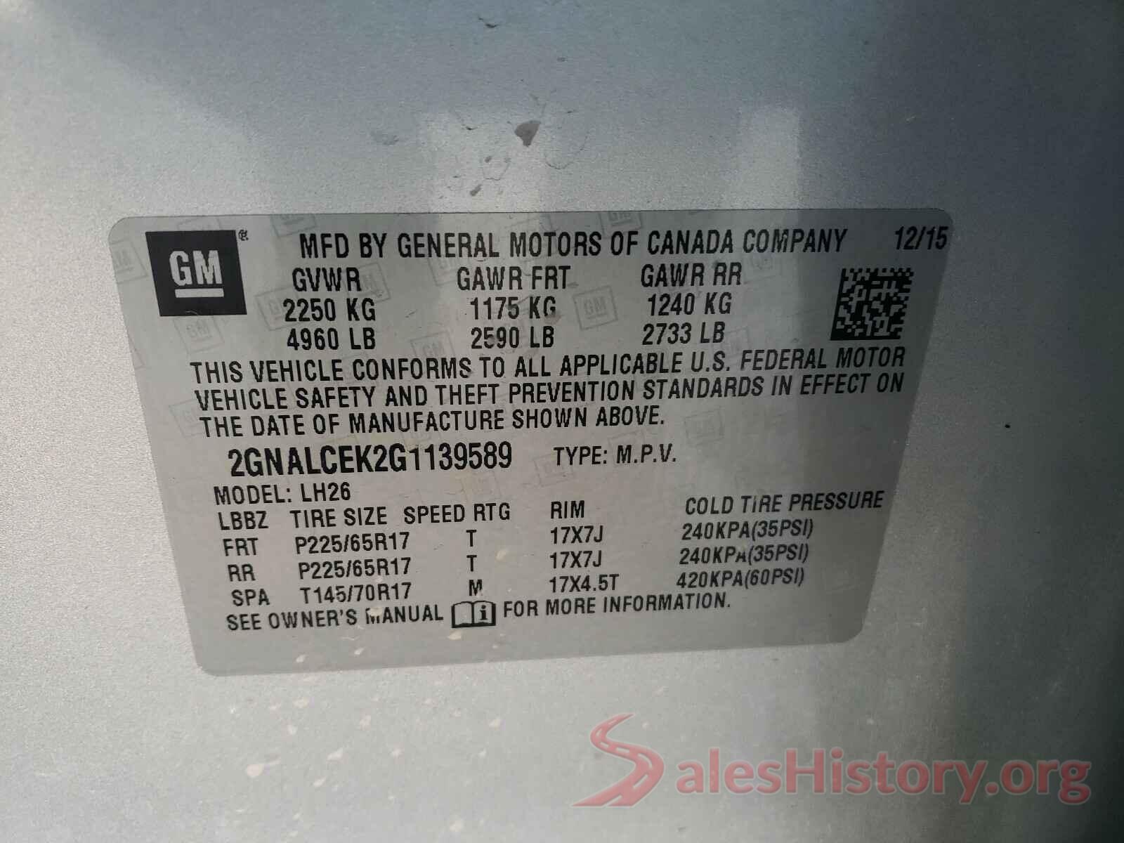 2GNALCEK2G1139589 2016 CHEVROLET EQUINOX