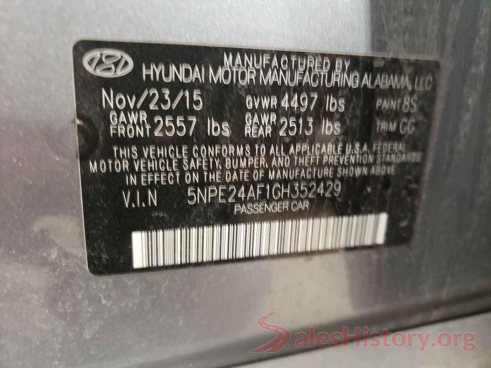 5NPE24AF1GH352429 2016 HYUNDAI SONATA