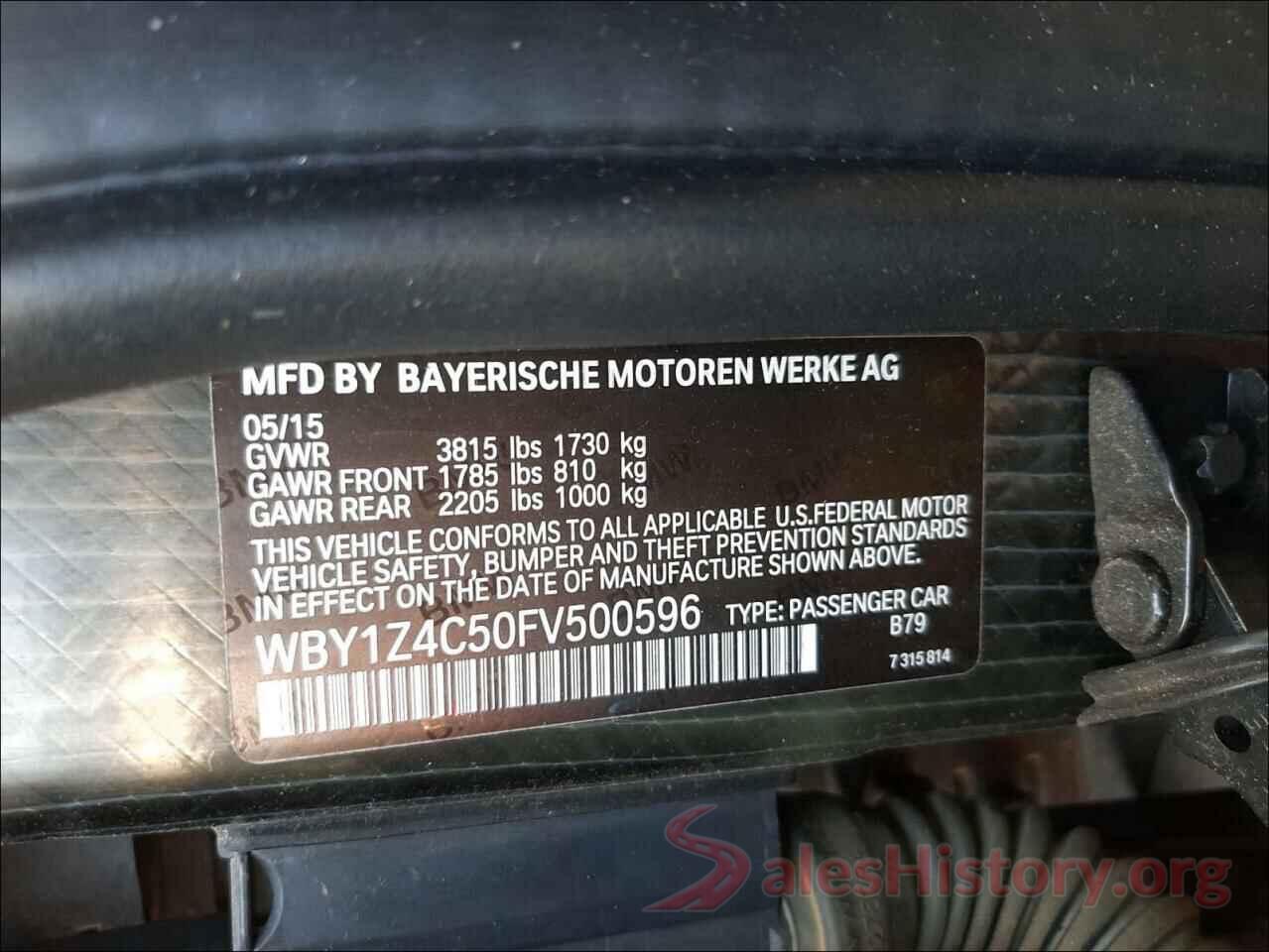 WBY1Z4C50FV500596 2015 BMW I SERIES