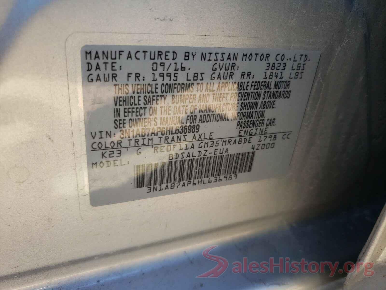 3N1AB7AP6HL636989 2017 NISSAN SENTRA