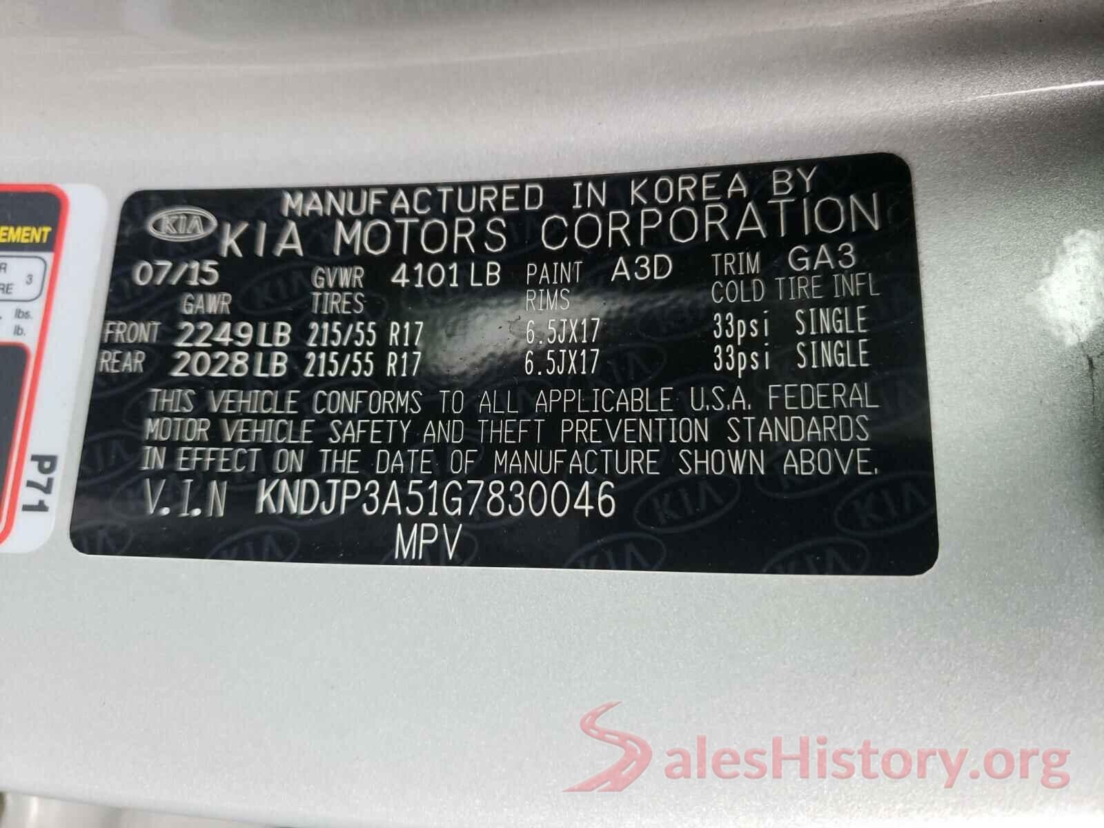 KNDJP3A51G7830046 2016 KIA SOUL