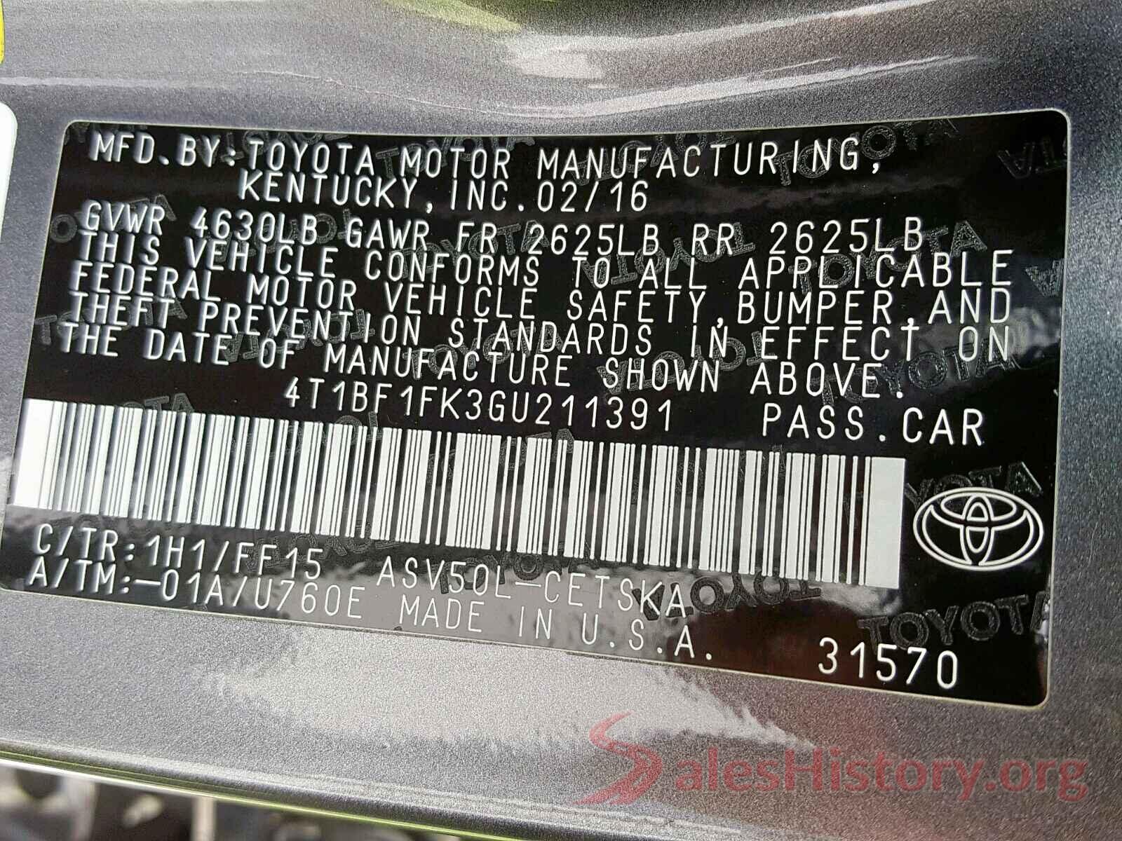 4T1BF1FK3GU211391 2016 TOYOTA CAMRY