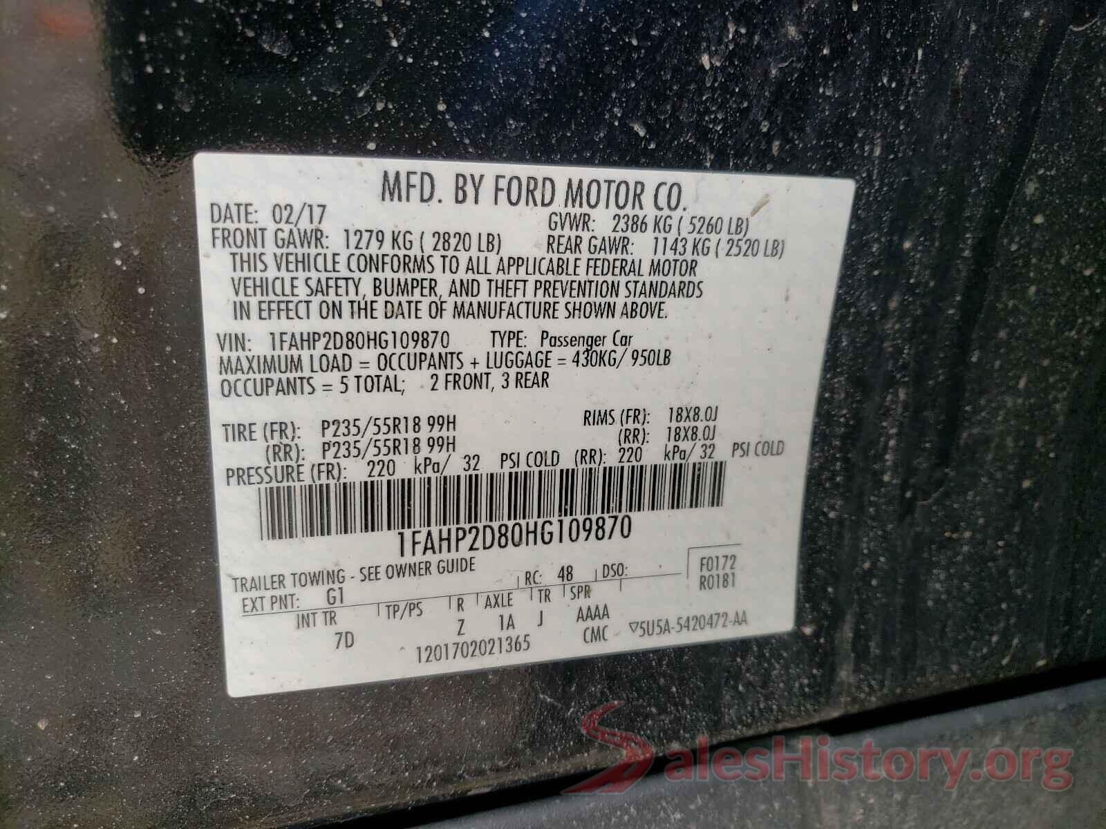 1FAHP2D80HG109870 2017 FORD TAURUS