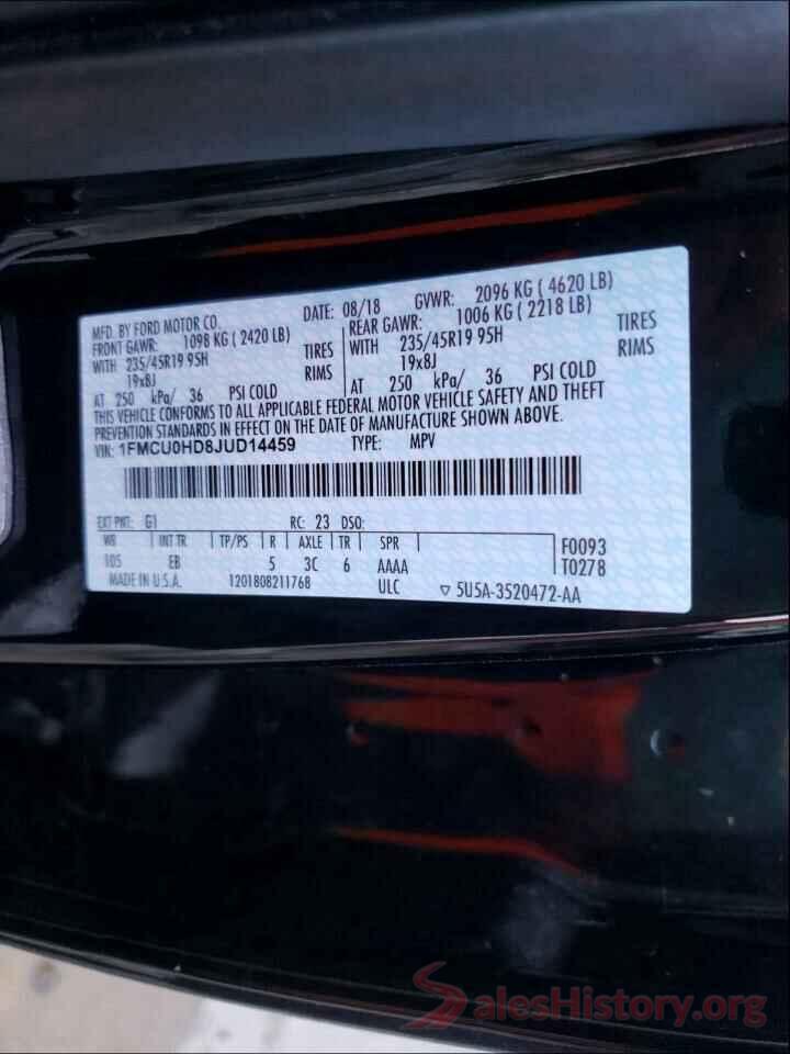 1FMCU0HD8JUD14459 2018 FORD ESCAPE