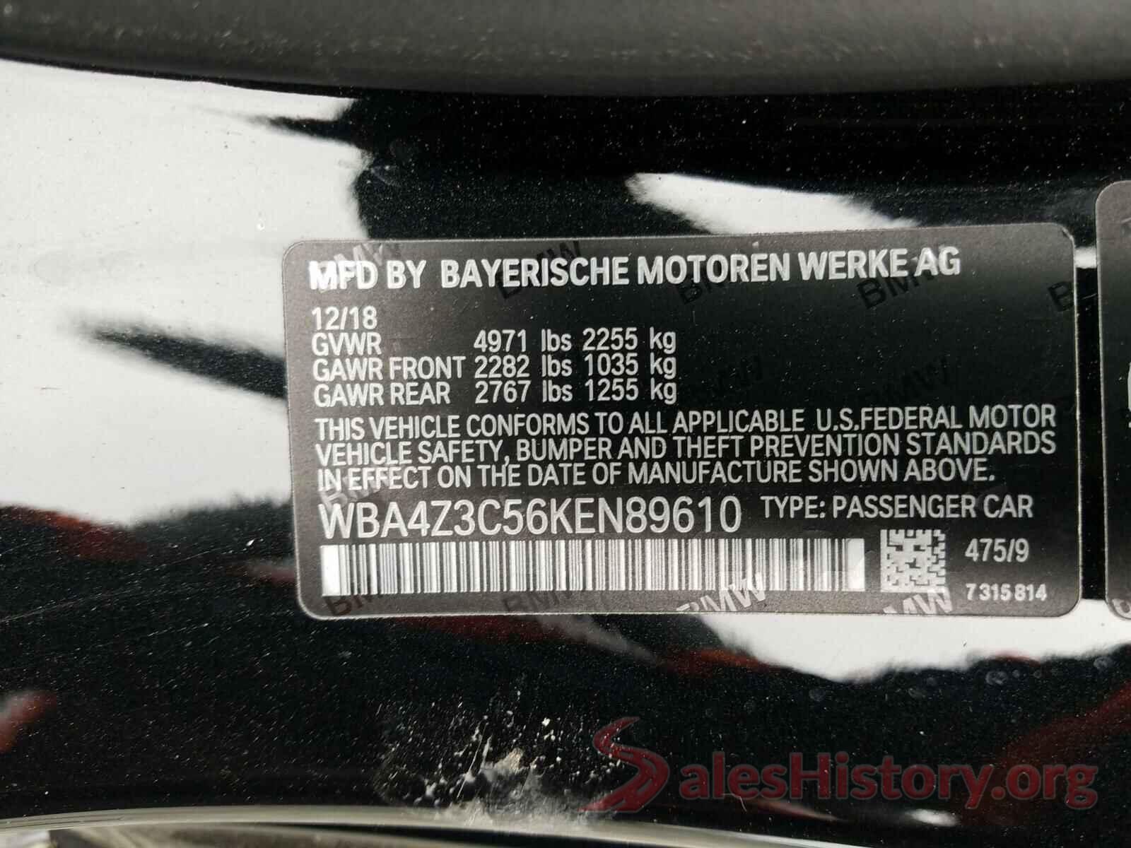 WBA4Z3C56KEN89610 2019 BMW 4 SERIES