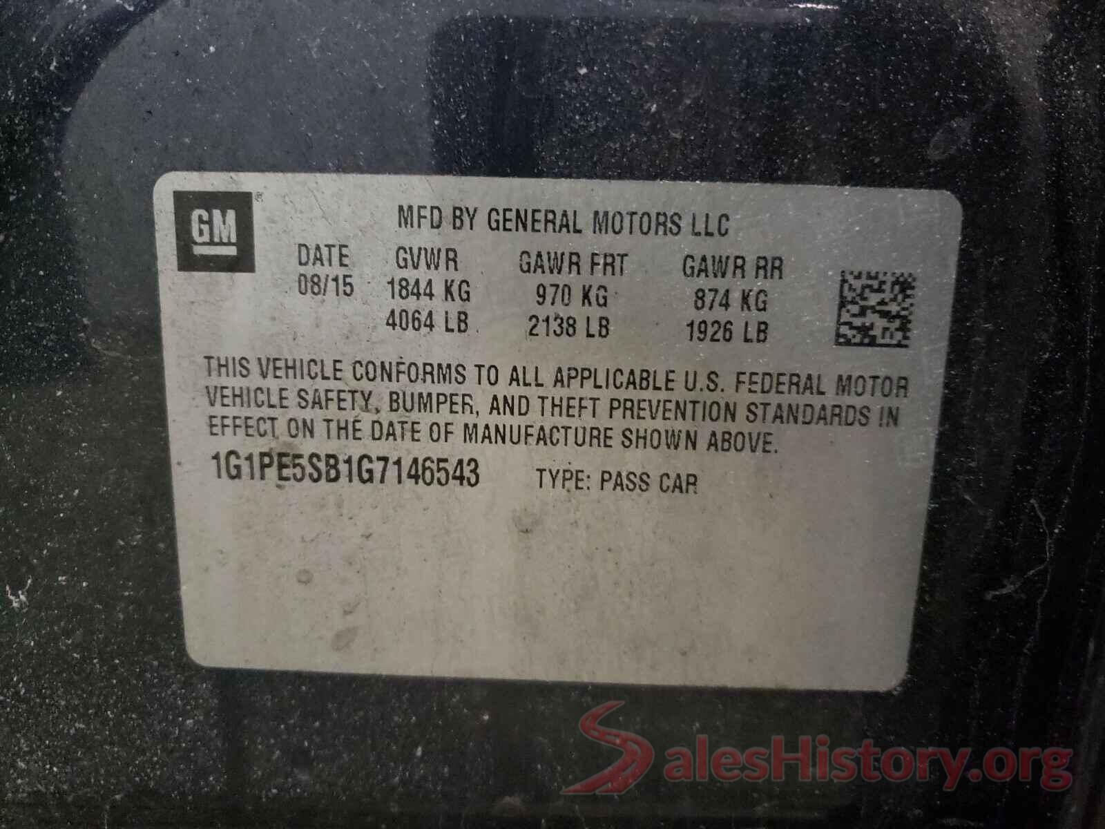 1G1PE5SB1G7146543 2016 CHEVROLET CRUZE