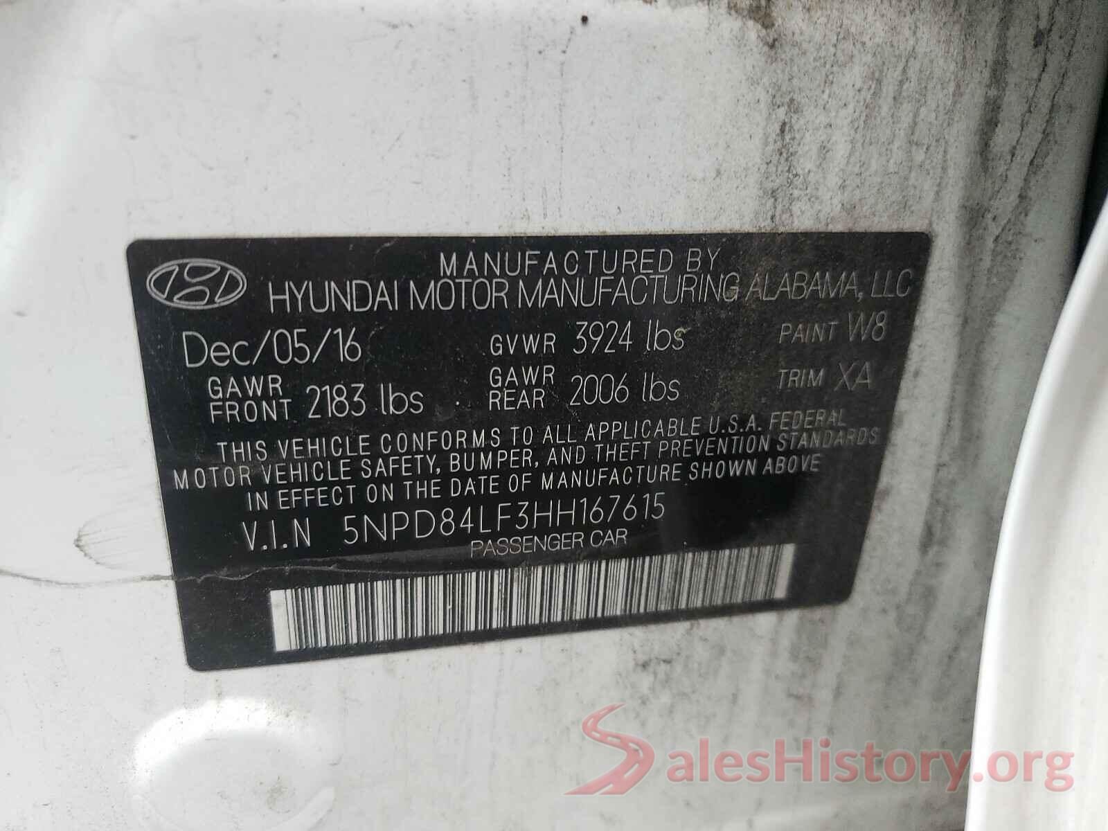 5NPD84LF3HH167615 2017 HYUNDAI ELANTRA