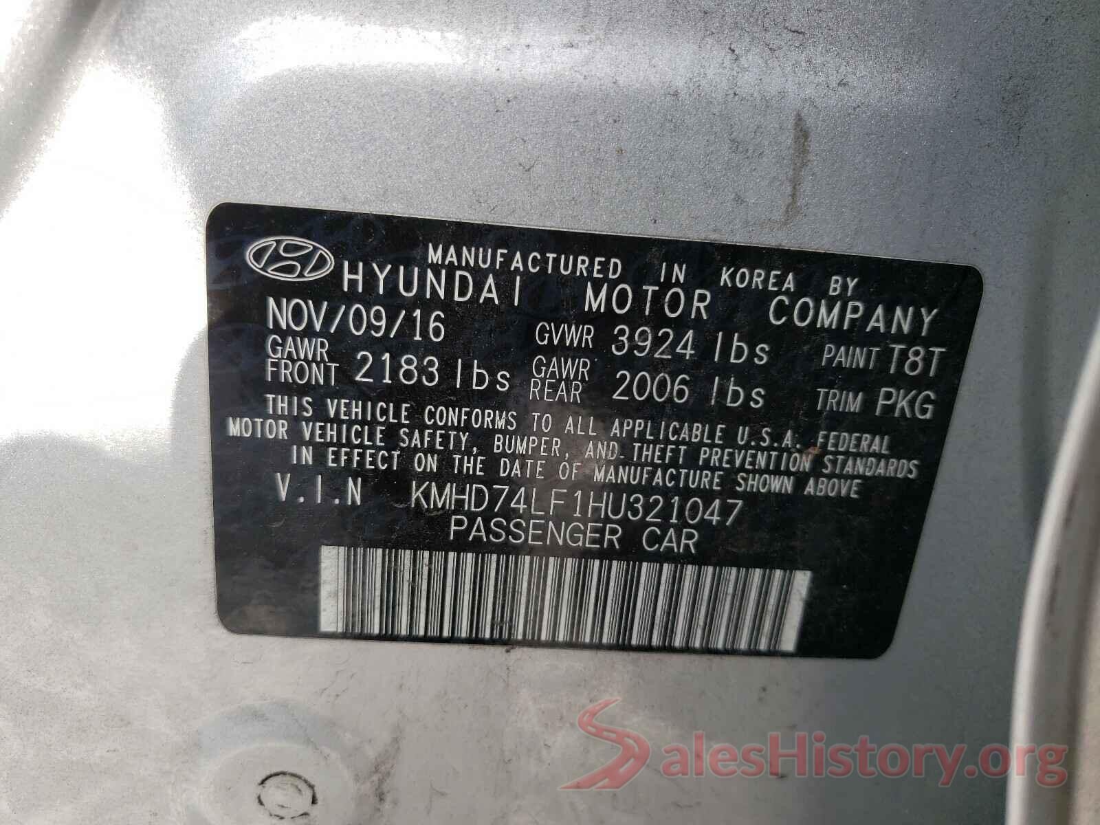 KMHD74LF1HU321047 2017 HYUNDAI ELANTRA