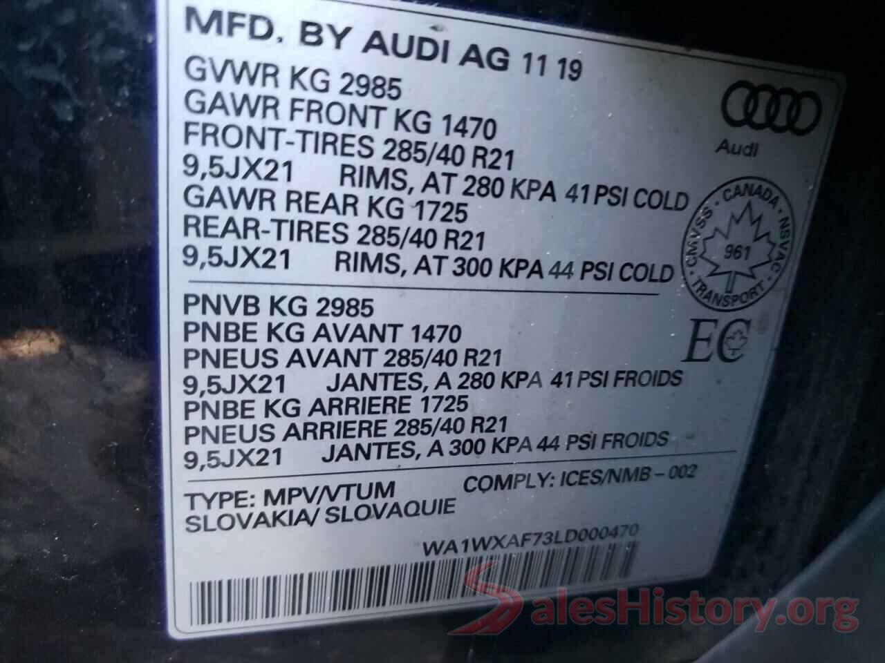 WA1WXAF73LD000470 2020 AUDI Q7