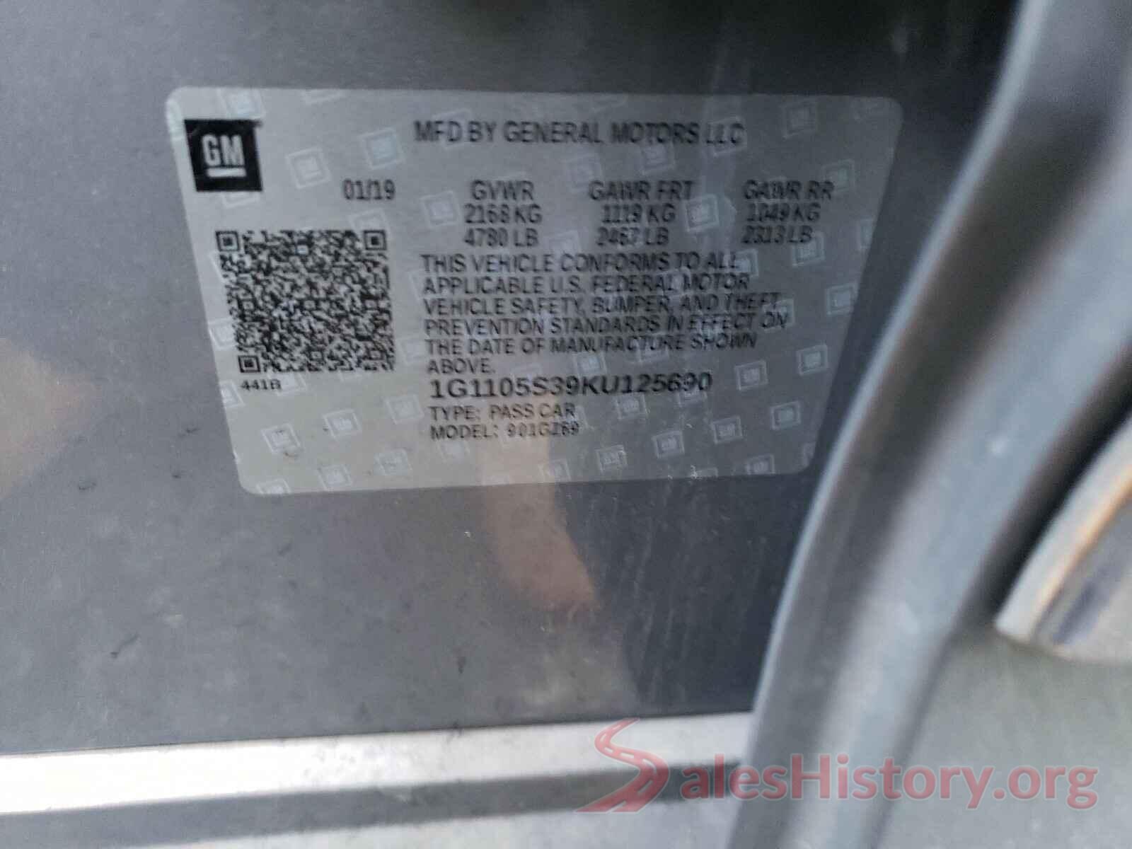 1G1105S39KU125690 2019 CHEVROLET IMPALA