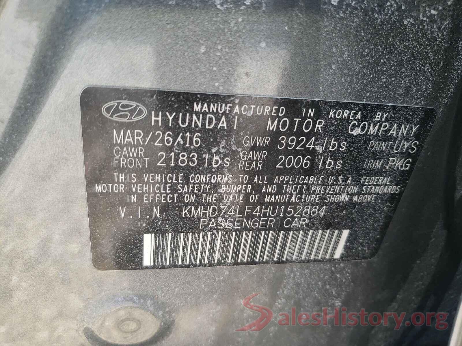 KMHD74LF4HU152884 2017 HYUNDAI ELANTRA