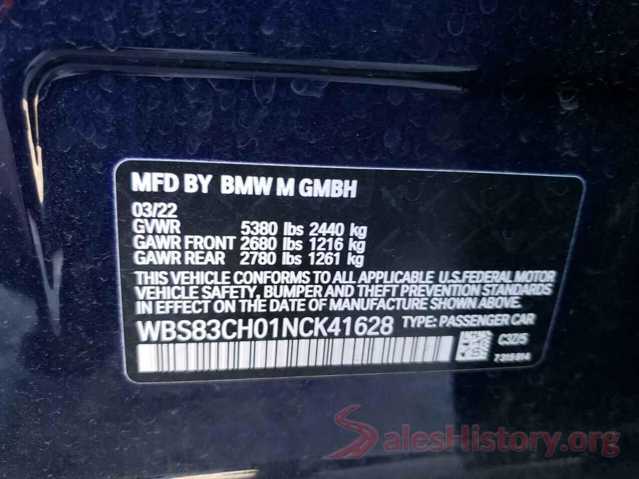 WBS83CH01NCK41628 2022 BMW M5