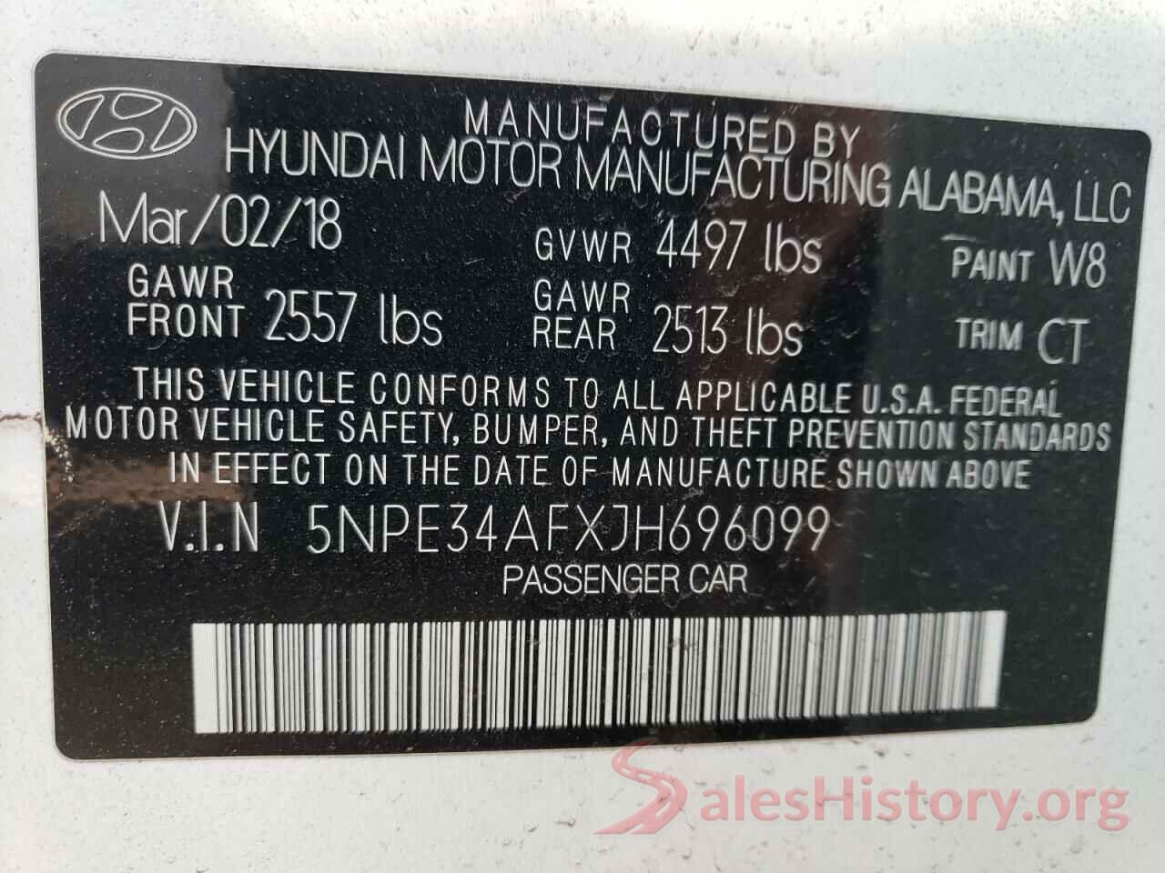 5NPE34AFXJH696099 2018 HYUNDAI SONATA