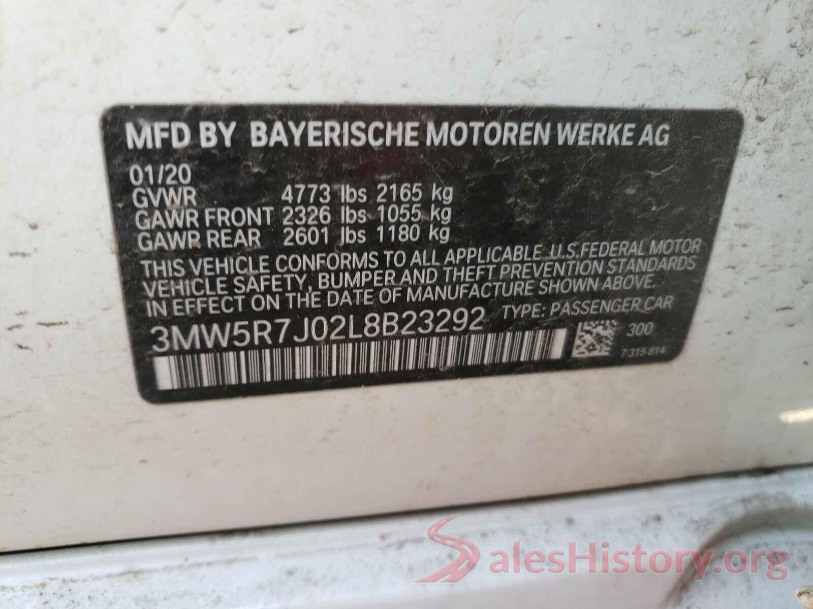 3MW5R7J02L8B23292 2020 BMW 3 SERIES