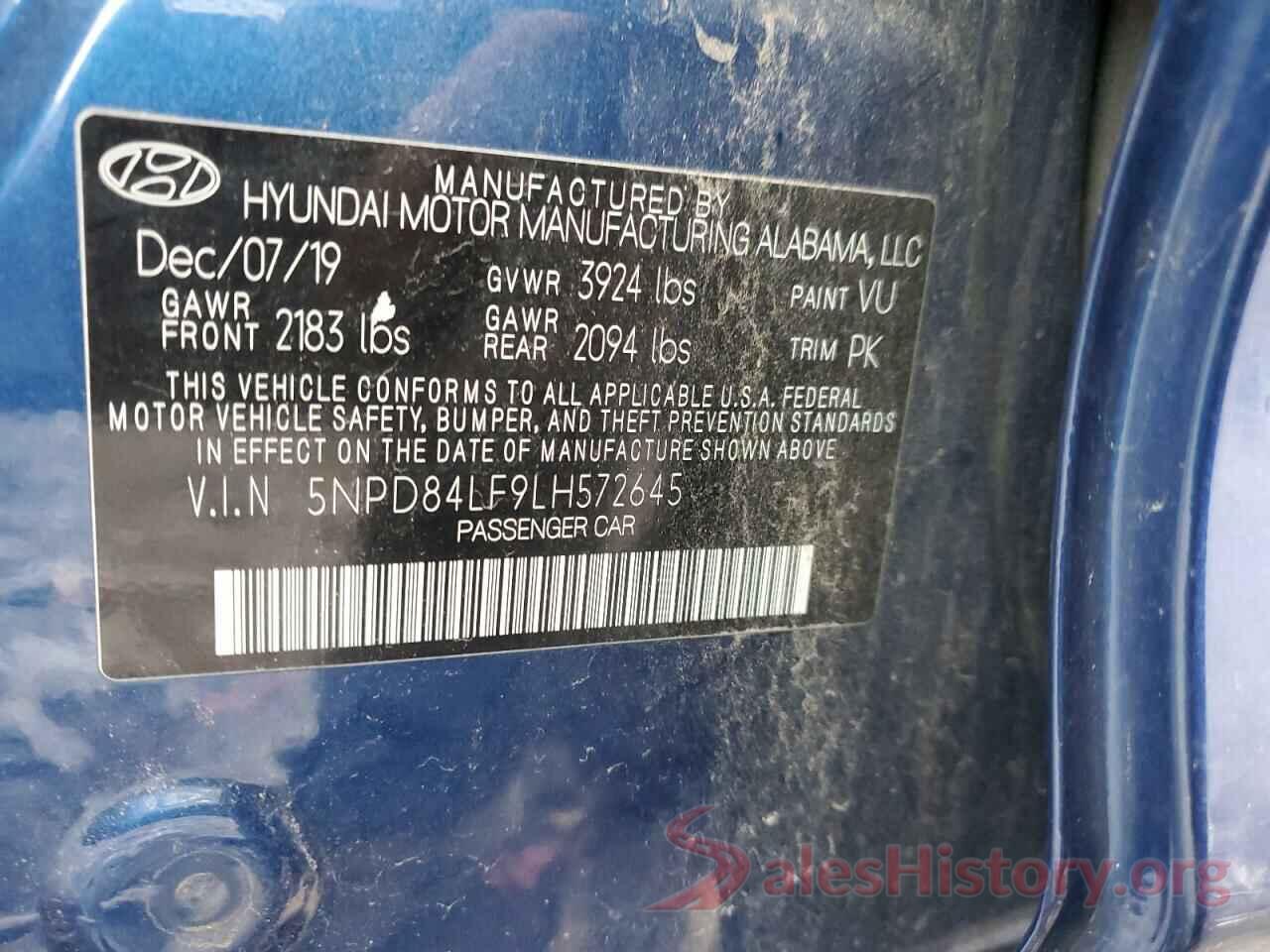 5NPD84LF9LH572645 2020 HYUNDAI ELANTRA