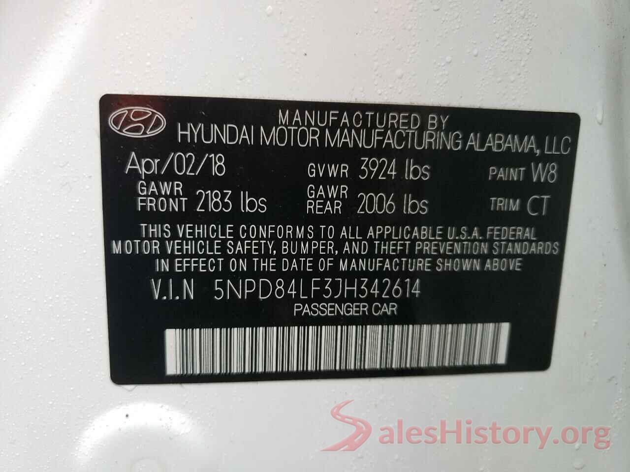 5NPD84LF3JH342614 2018 HYUNDAI ELANTRA