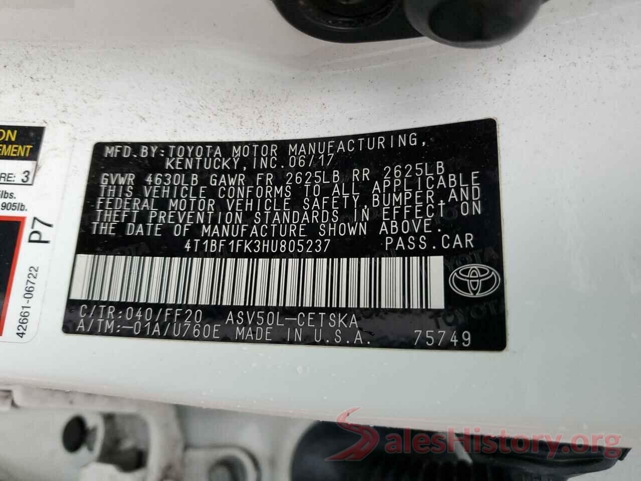 4T1BF1FK3HU805237 2017 TOYOTA CAMRY