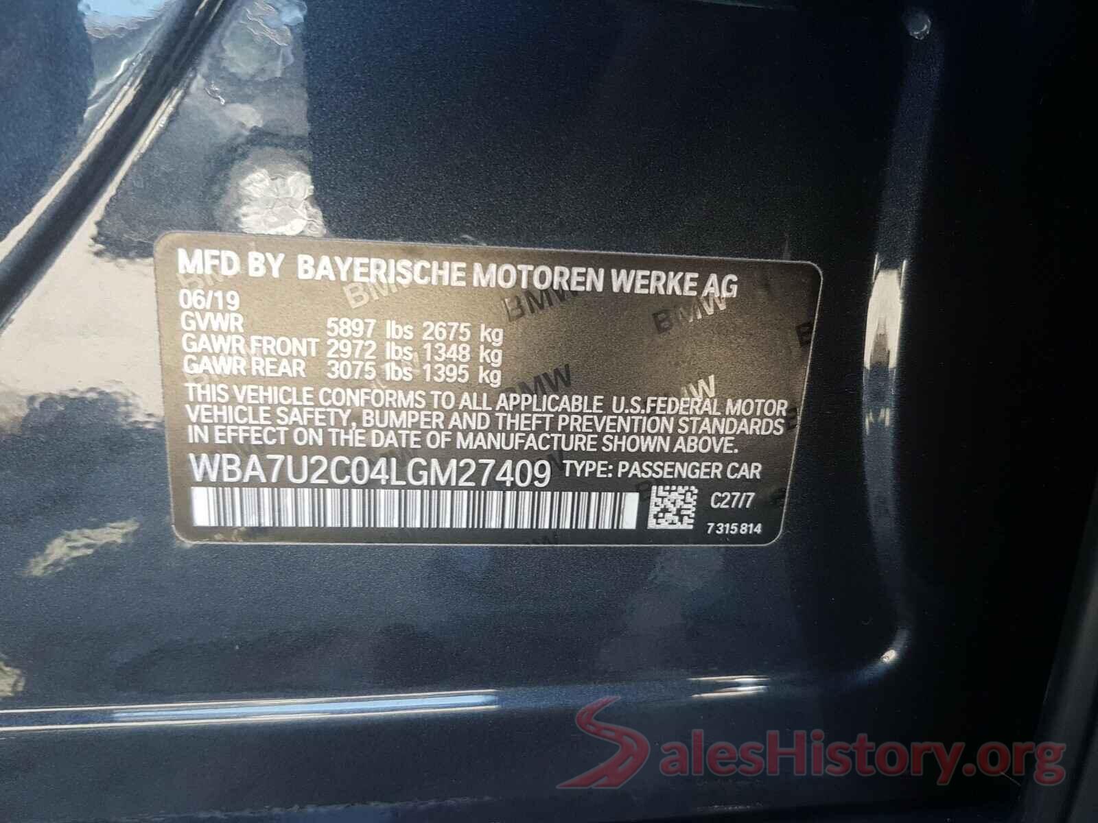 WBA7U2C04LGM27409 2020 BMW 7 SERIES