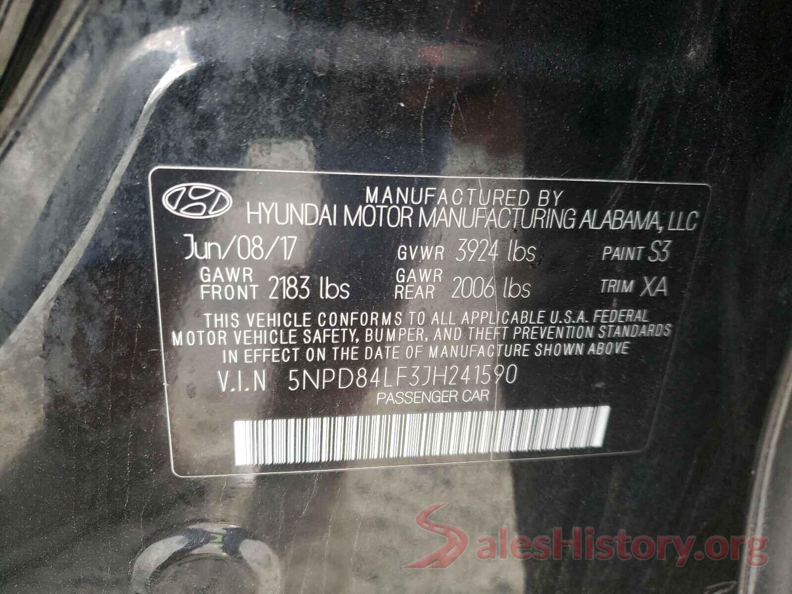 5NPD84LF3JH241590 2018 HYUNDAI ELANTRA