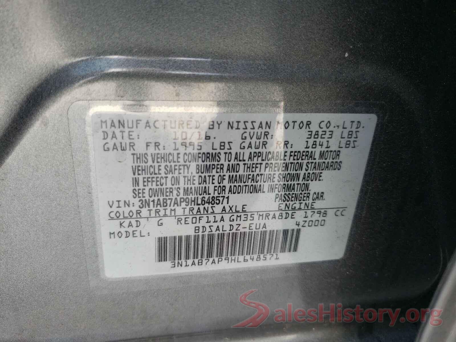 3N1AB7AP9HL648571 2017 NISSAN SENTRA