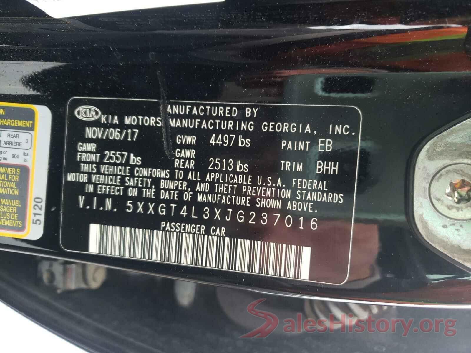 5XXGT4L3XJG237016 2018 KIA OPTIMA