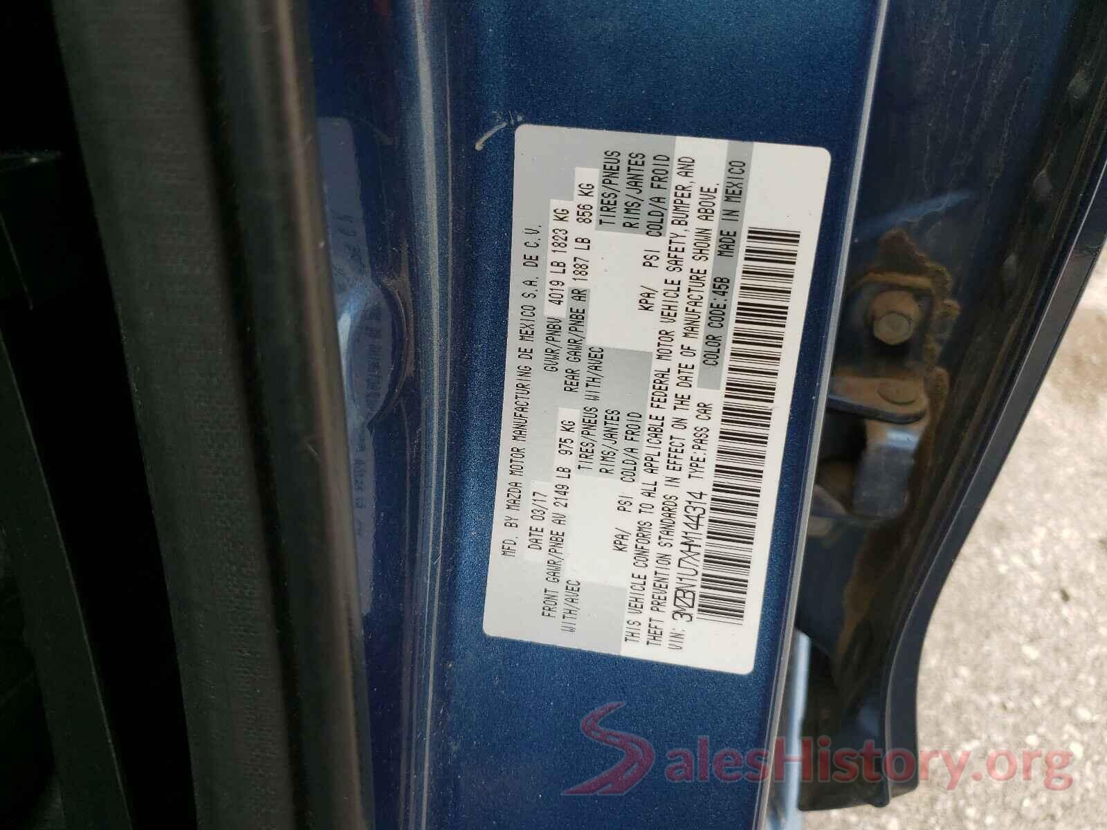 3MZBN1U7XHM144314 2017 MAZDA 3