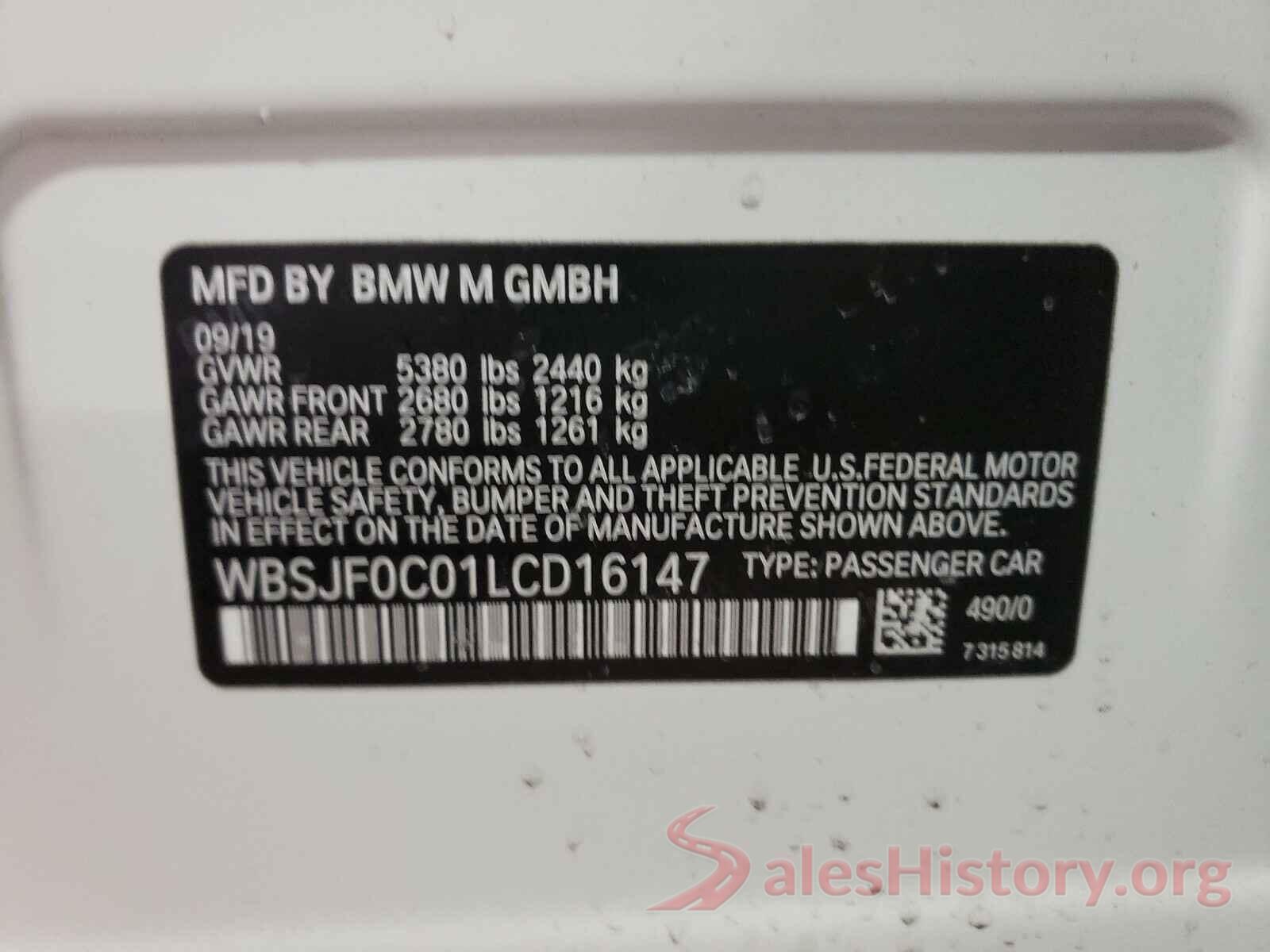 WBSJF0C01LCD16147 2020 BMW M5