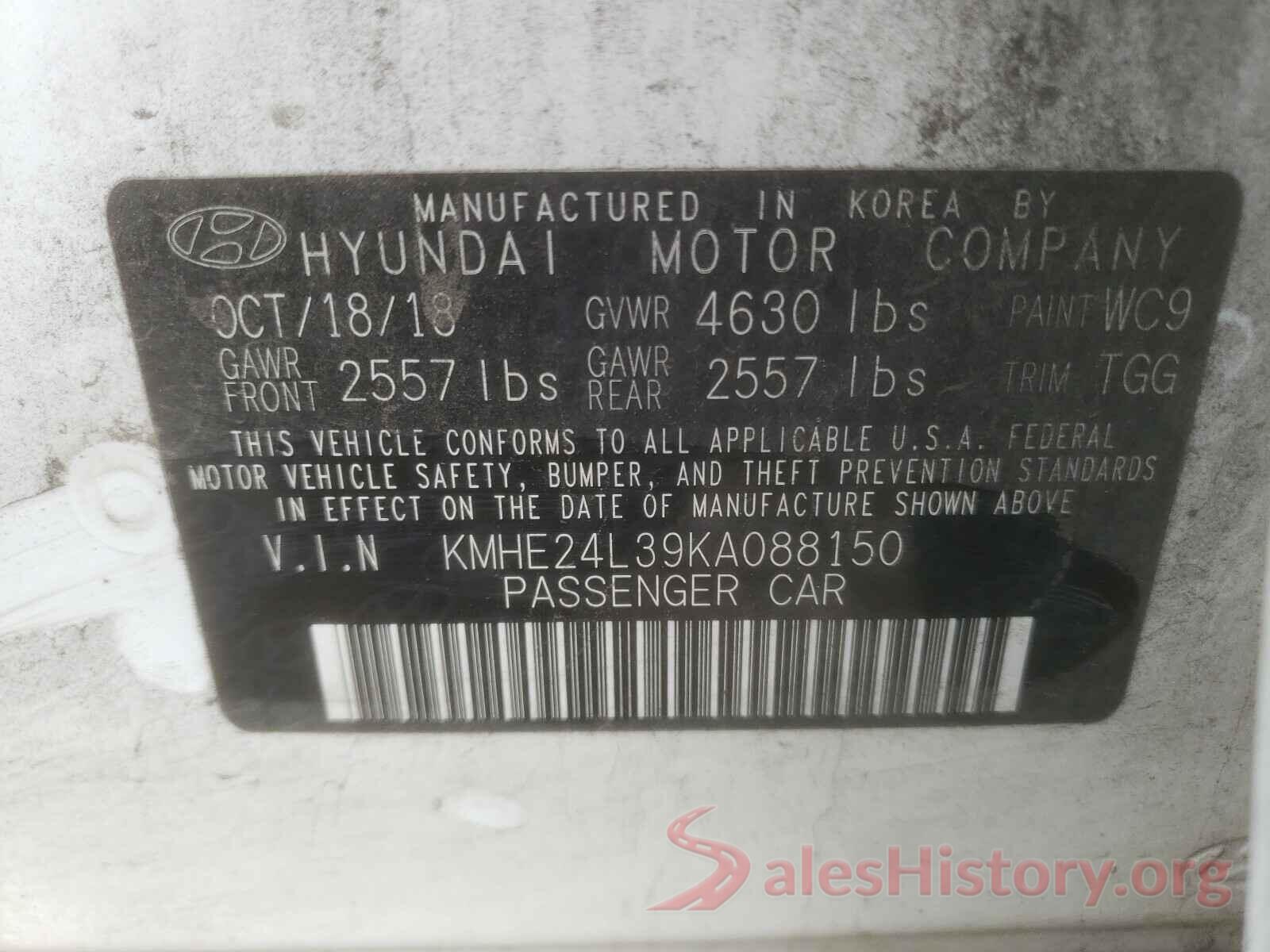 KMHE24L39KA088150 2019 HYUNDAI SONATA