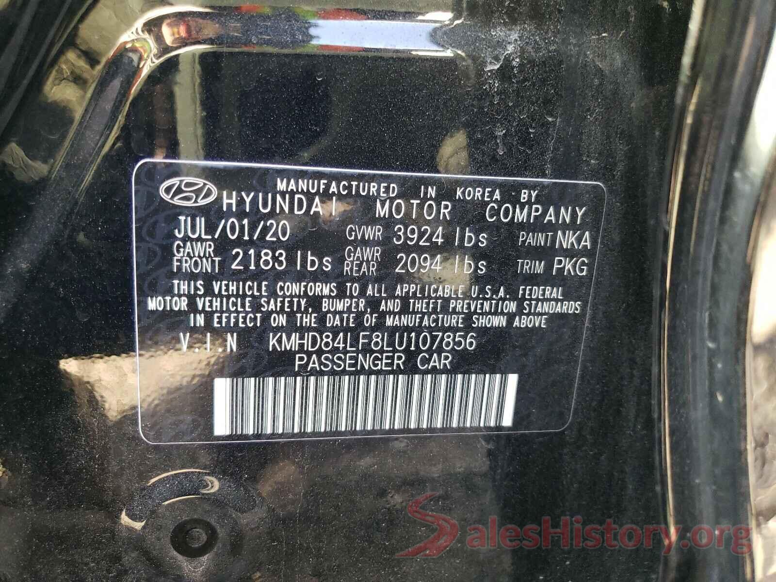 KMHD84LF8LU107856 2020 HYUNDAI ELANTRA