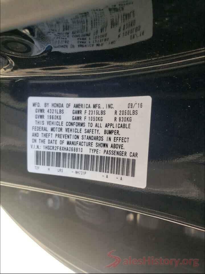 1HGCR2F8XHA068910 2017 HONDA ACCORD