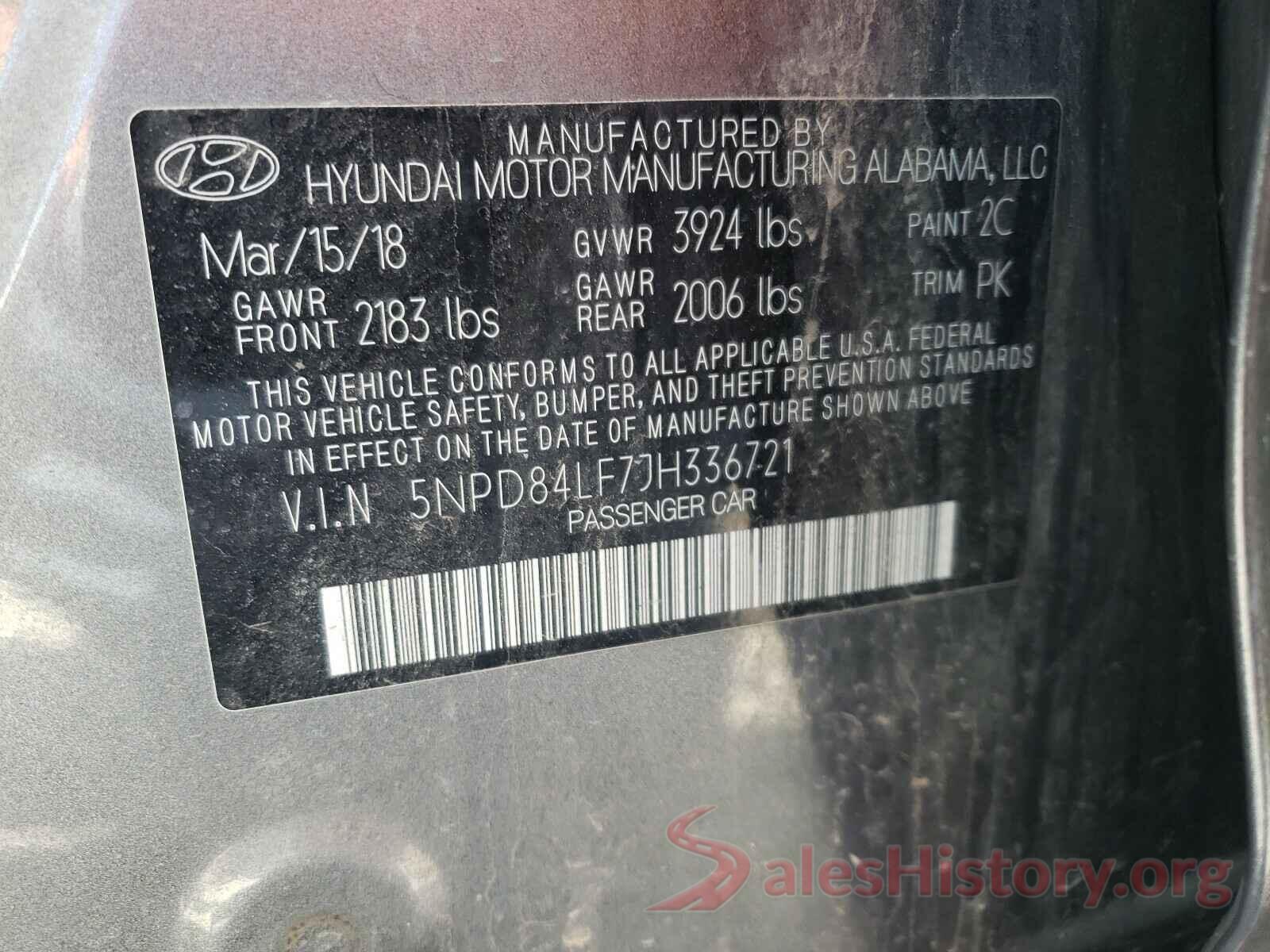 5NPD84LF7JH336721 2018 HYUNDAI ELANTRA