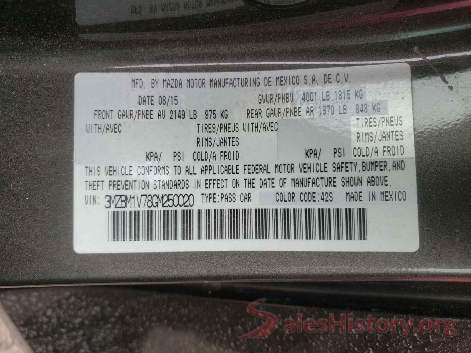 3MZBM1V78GM250020 2016 MAZDA 3