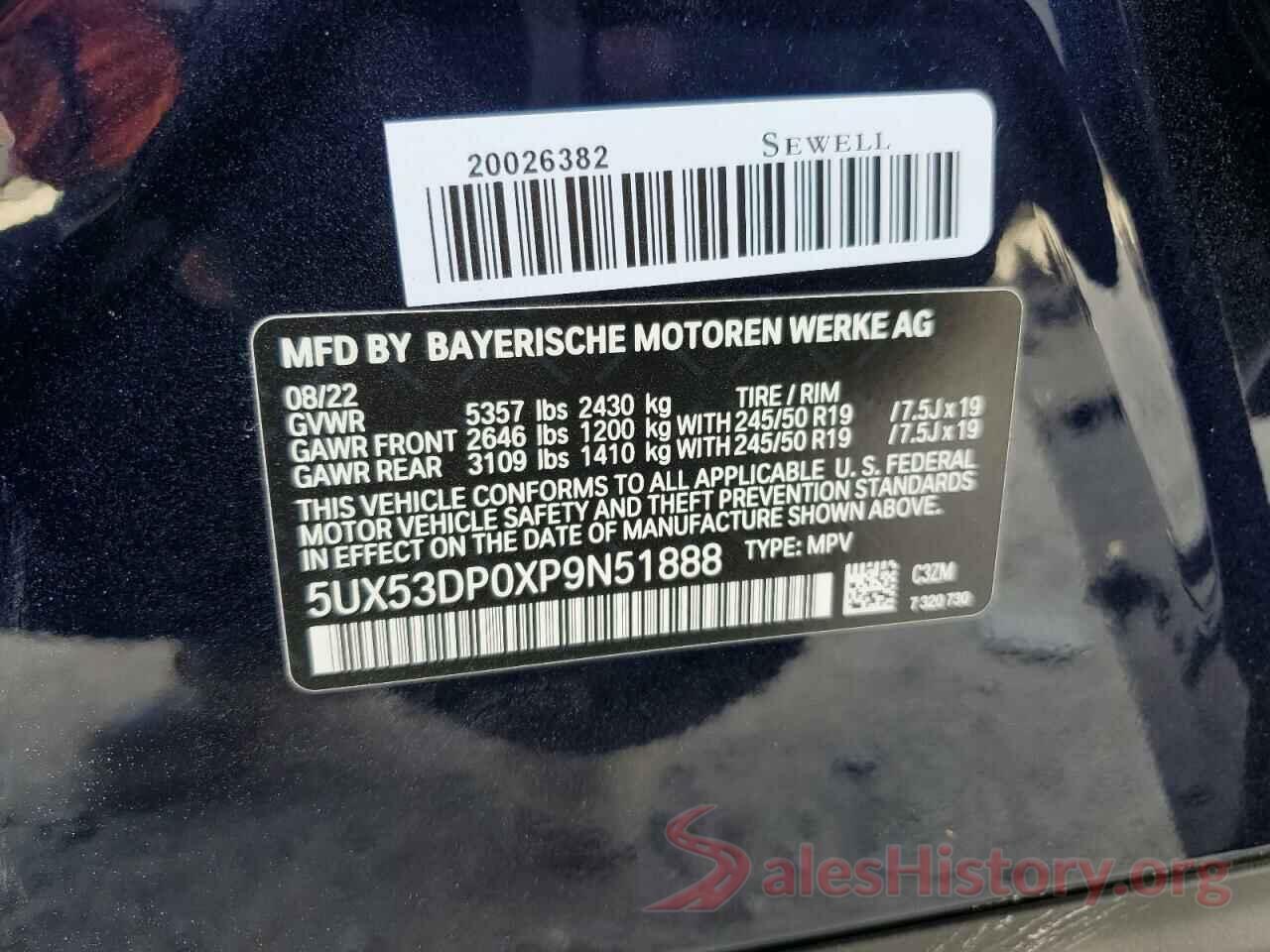 5UX53DP0XP9N51888 2023 BMW X3