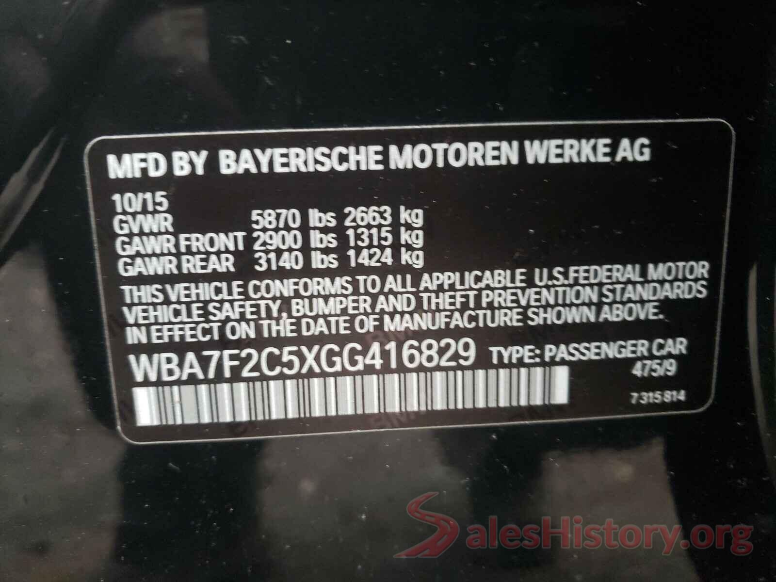 WBA7F2C5XGG416829 2016 BMW 7 SERIES