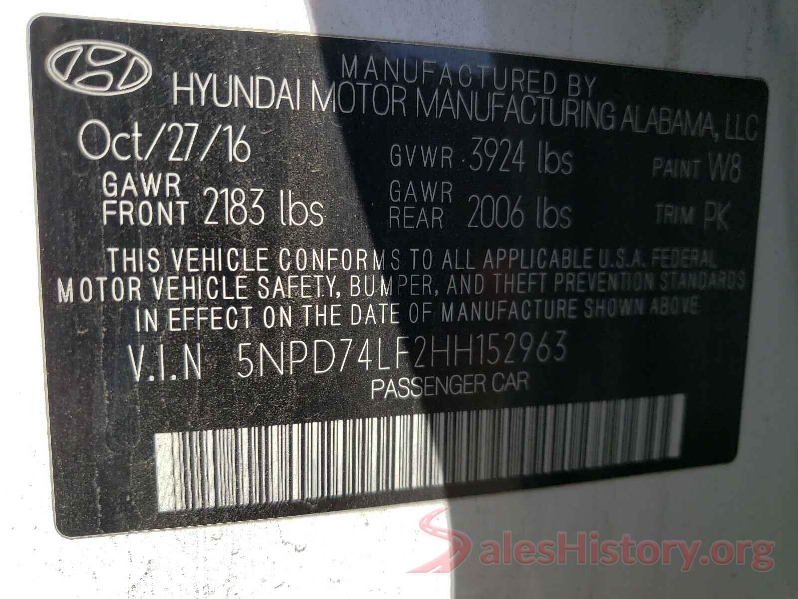 5NPD74LF2HH152963 2017 HYUNDAI ELANTRA