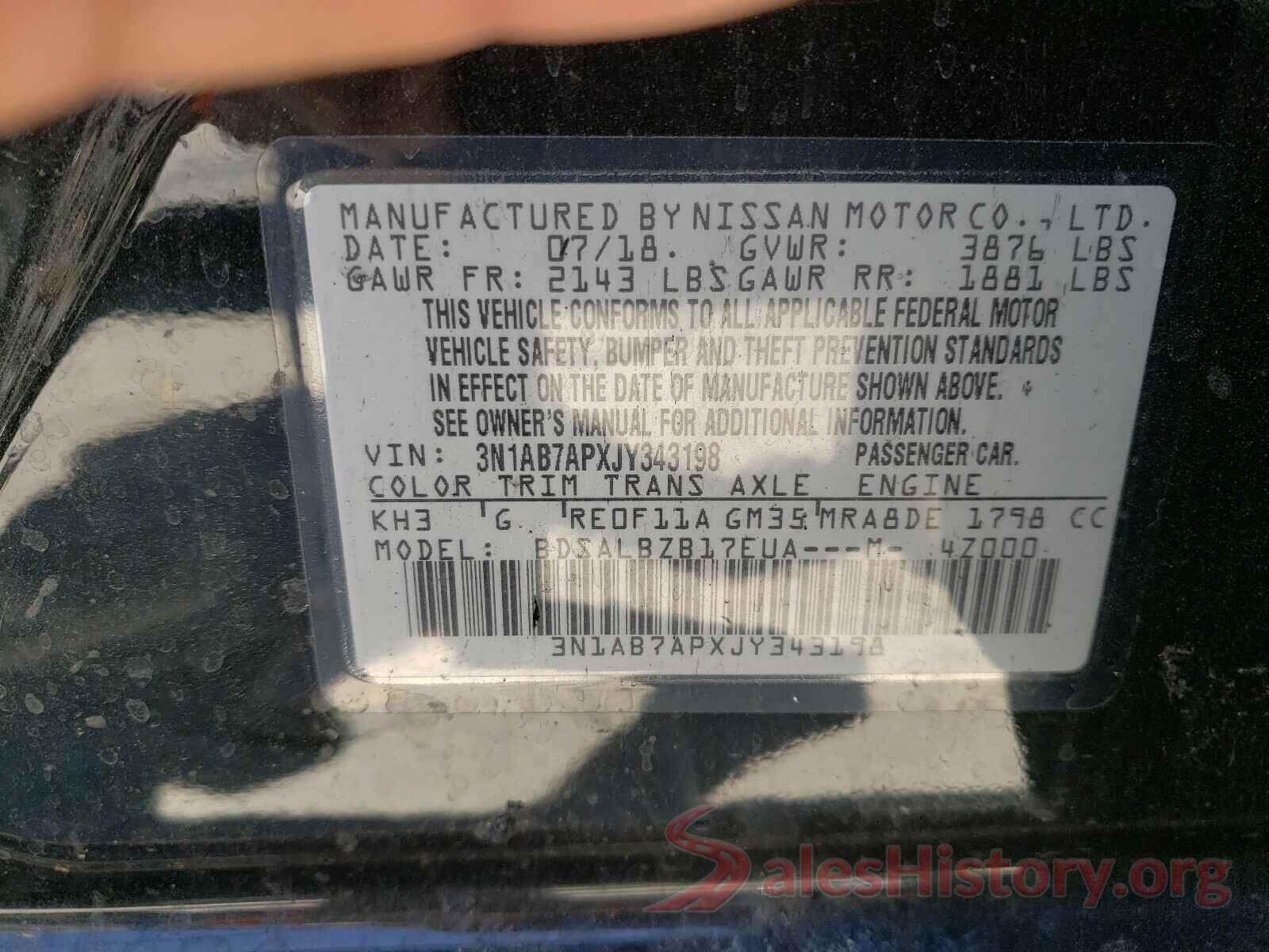 3N1AB7APXJY343198 2018 NISSAN SENTRA