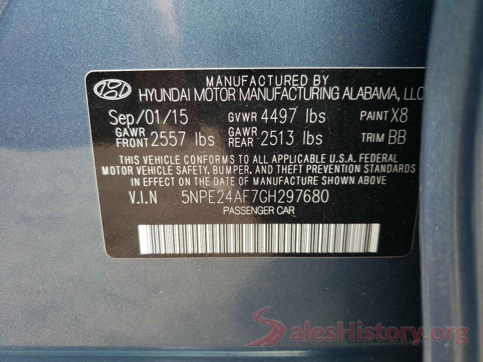 5NPE24AF7GH297680 2016 HYUNDAI SONATA