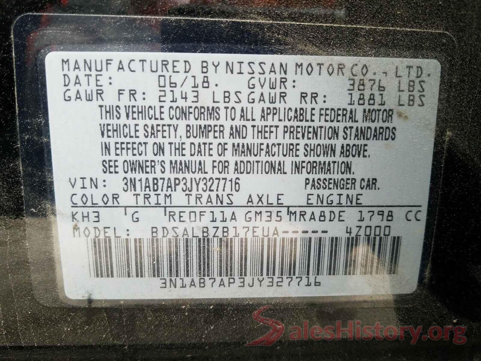 3N1AB7AP3JY327716 2018 NISSAN SENTRA