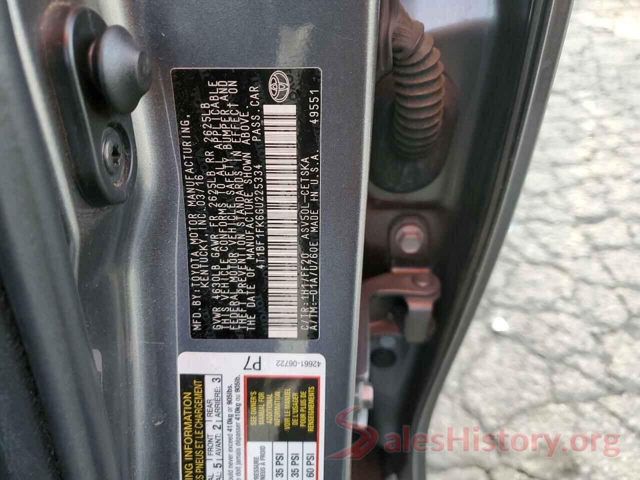 4T1BF1FK6GU225334 2016 TOYOTA CAMRY