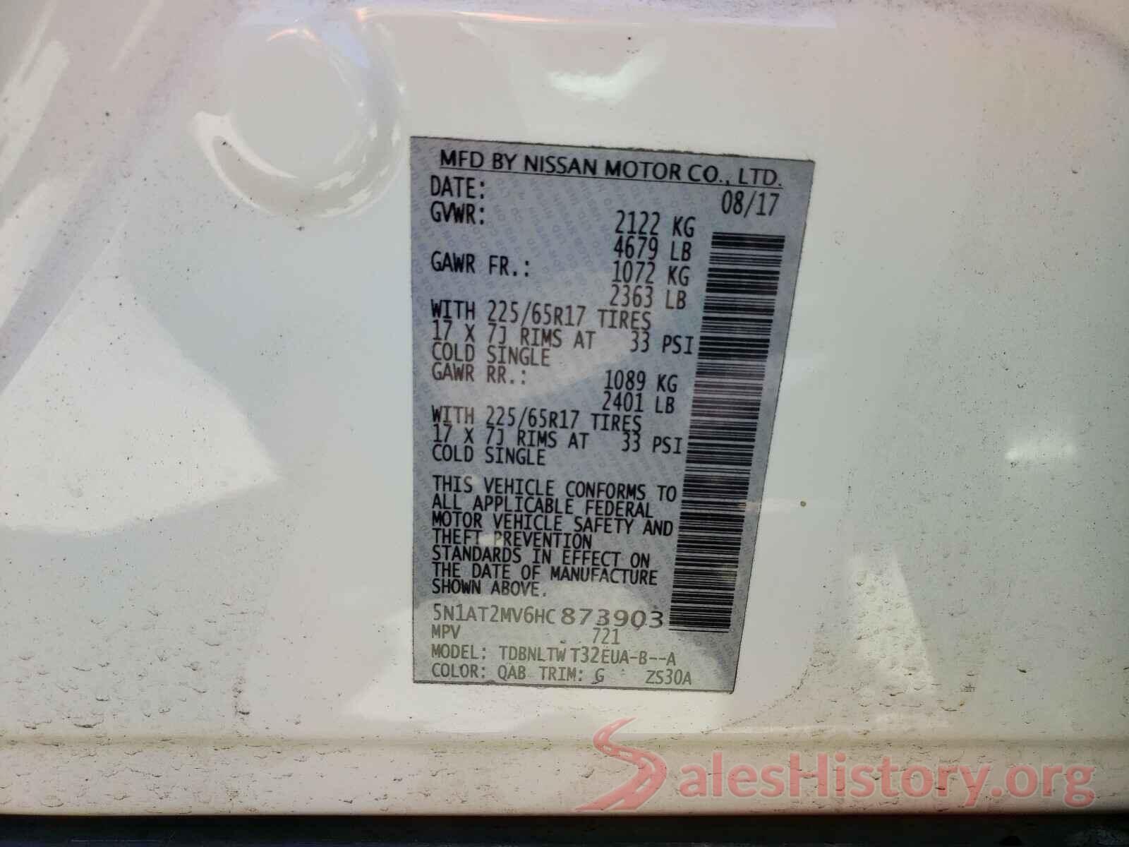 5N1AT2MV6HC873903 2017 NISSAN ROGUE