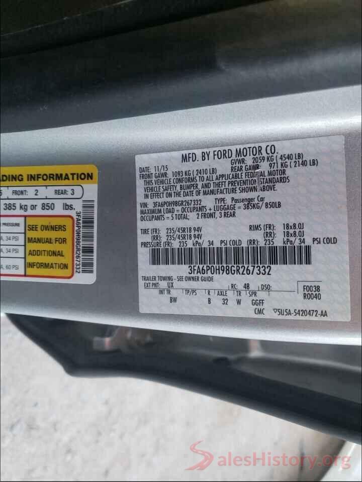 3FA6P0H98GR267332 2016 FORD FUSION